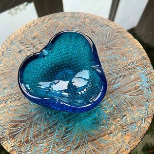 Vintage Blue Bubble candle holder /Ash Tray